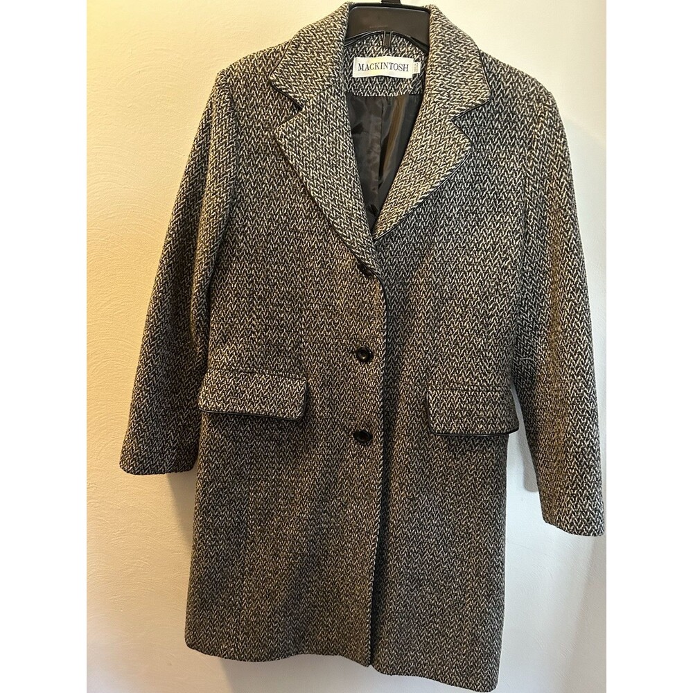 Mackintosh Women Coat 6p Collared Front Pockets Wool Blend Classic Jacket